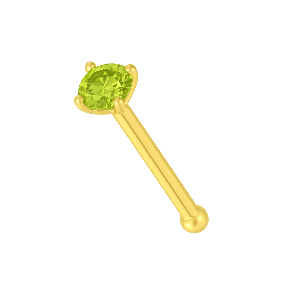 14K Gold Colourful Crystal Jewelled Ball End Nose Pin - Monster Piercing