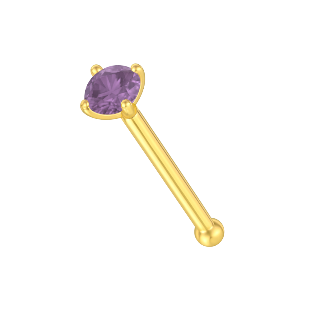 14K Gold Colourful Crystal Jewelled Ball End Nose Pin - Monster Piercing
