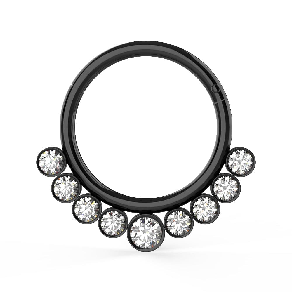 316L Surgical Steel and CZ Stones in Bezel Set Hinged Segment Ring - Monster Piercing