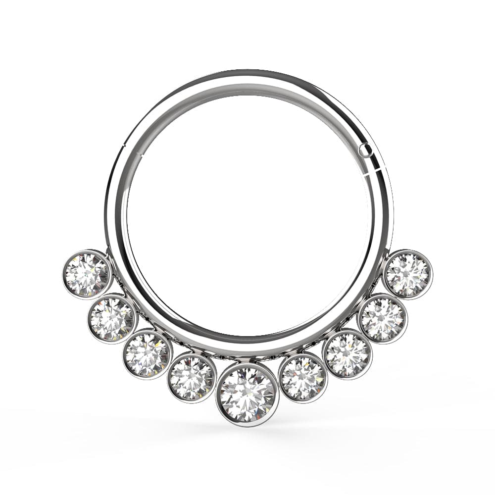 316L Surgical Steel and CZ Stones in Bezel Set Hinged Segment Ring - Monster Piercing