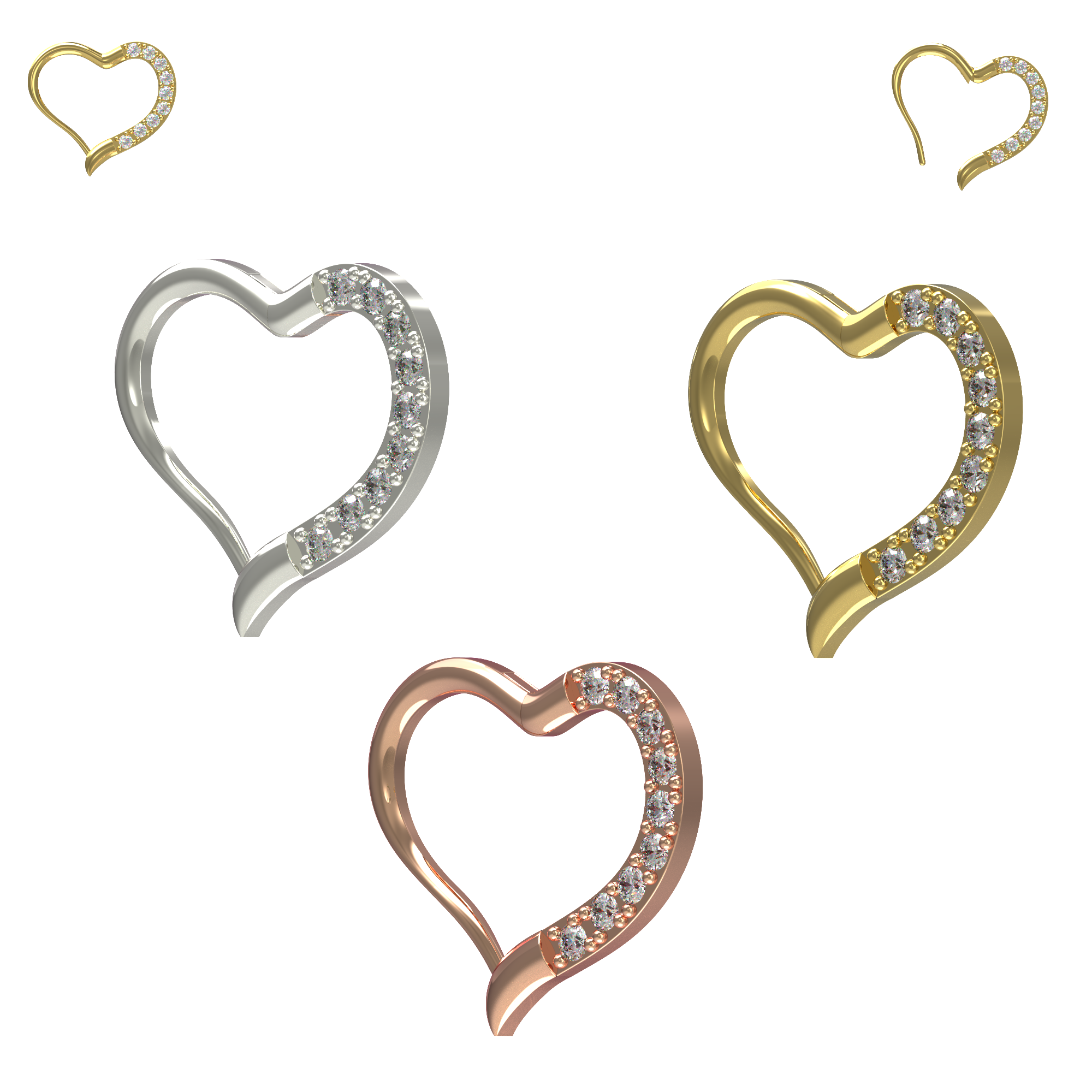 316L Surgical Steel Jewelled Heart Single Closure Clicker - Monster Piercing