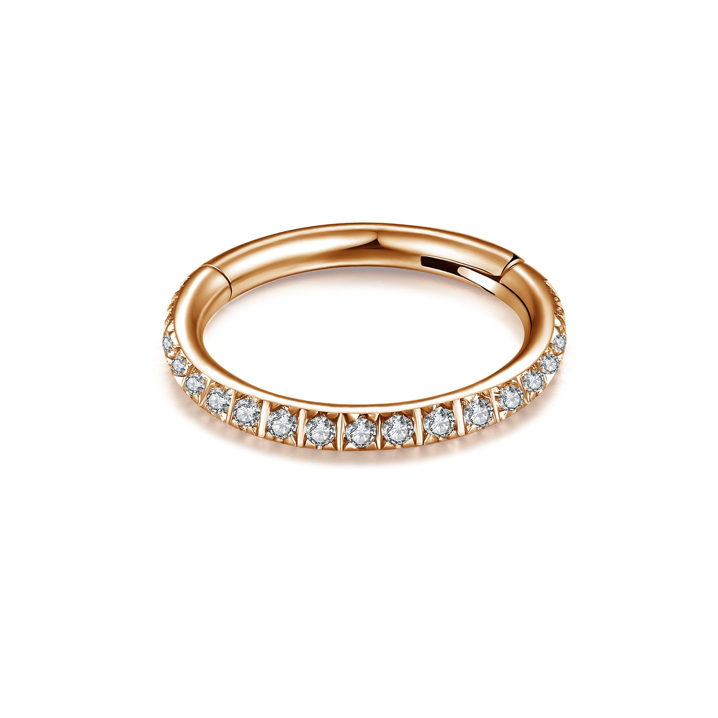 G23 Titanium Micro Setting CZ Stones in Hinged Segment Clicker Ring - Monster Piercing