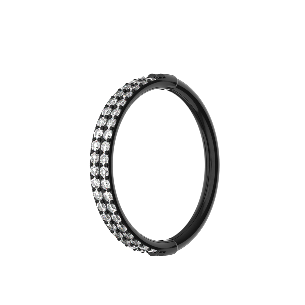 316L Surgical Steel Double Row Crystal Hinged Clicker Segment Ring - Monster Piercing