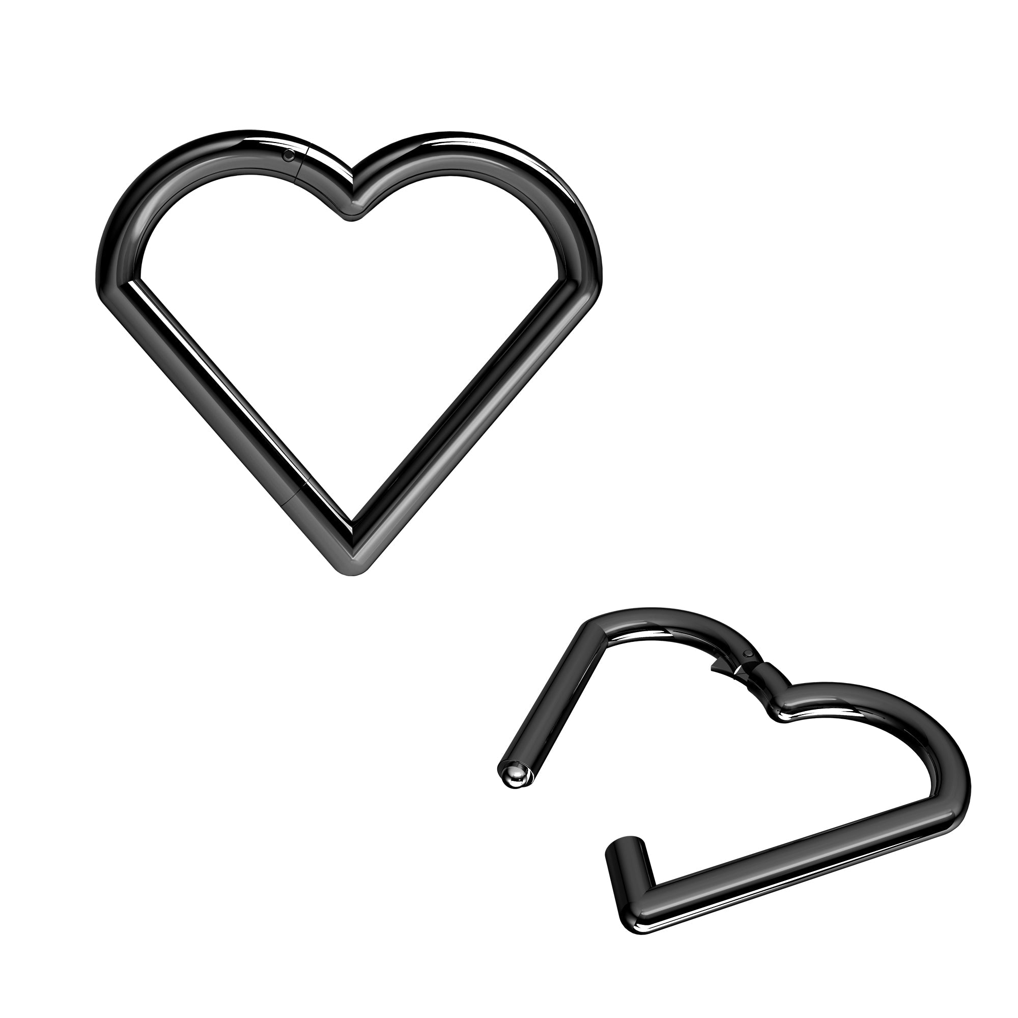 316L Surgical Steel Heart Hinged Segment Clicker Ring - Monster Piercing