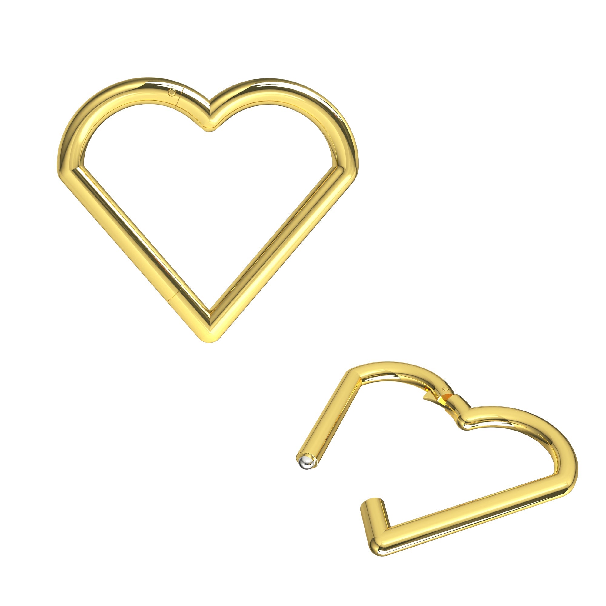 316L Surgical Steel Heart Hinged Segment Clicker Ring - Monster Piercing
