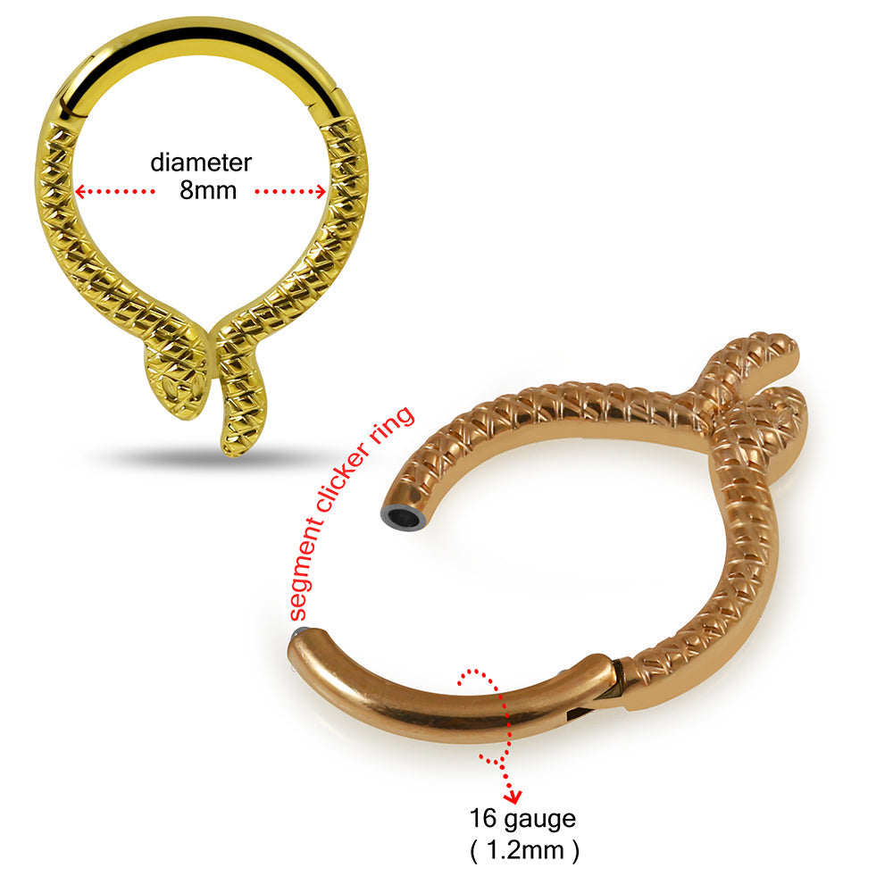 G23 Titanium Snake Design Segment Clicker Ring - Monster Piercing