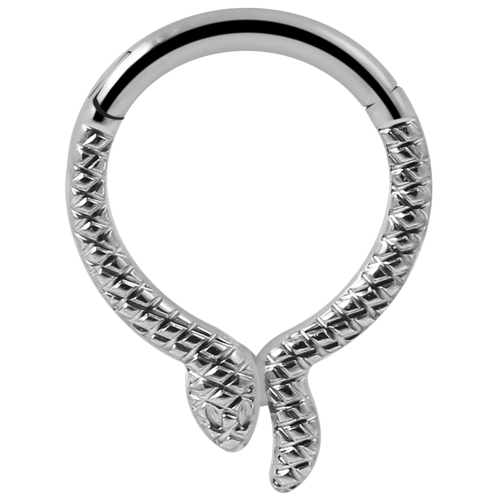 G23 Titanium Snake Design Segment Clicker Ring - Monster Piercing