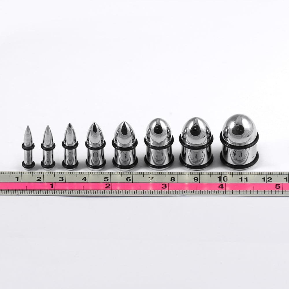 316L Surgical Steel Bullet with O-Rings Internally Threaded Tunnel - Monster Piercing