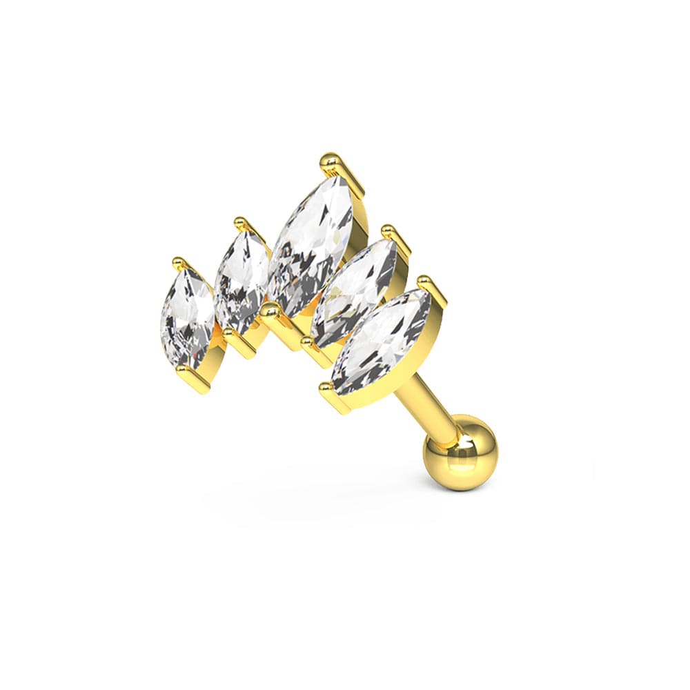 316L Surgical Steel Jewelled Crown Cartilage Ear Stud - Monster Piercing