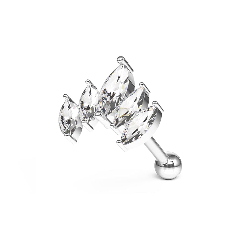 316L Surgical Steel Jewelled Crown Cartilage Ear Stud - Monster Piercing