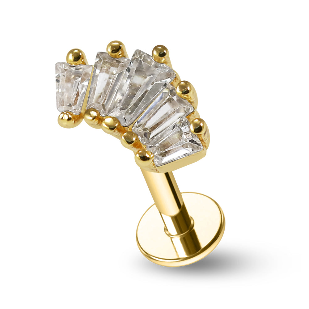 316L Surgical Steel Jewelled Crown Flat-Back Stud - Monster Piercing