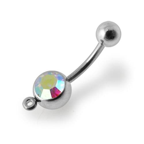 316L Surgical Steel Studded Hook Banana Belly Ring - Monster Piercing