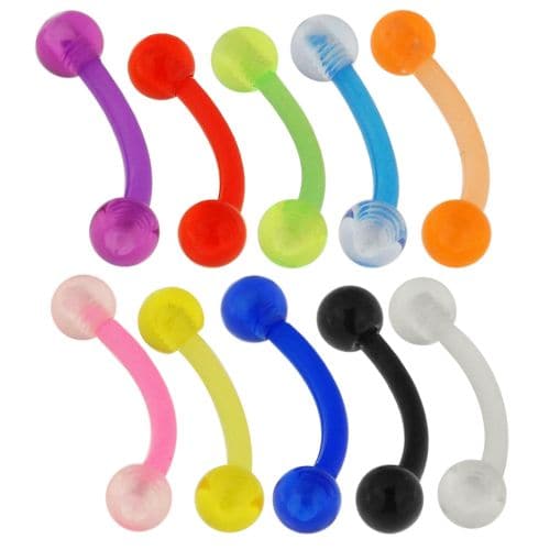 UV Curved Bar with Solid UV Balls (Pack of 10) - Monster Piercing