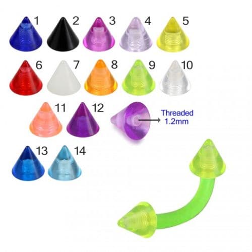 Lime UV Curved Bar with Plain UV Cone (Pack of 10) - Monster Piercing