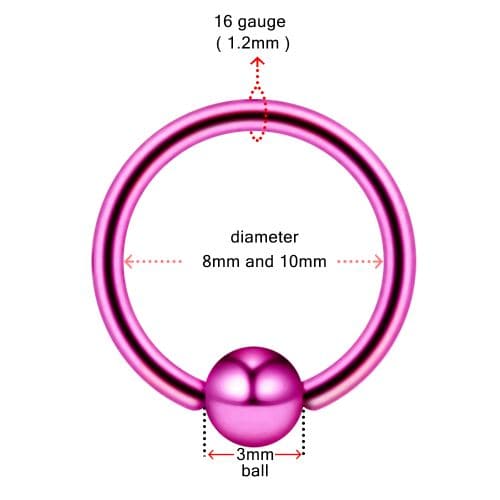 316L Surgical Steel Anodised BCR ring - Monster Piercing