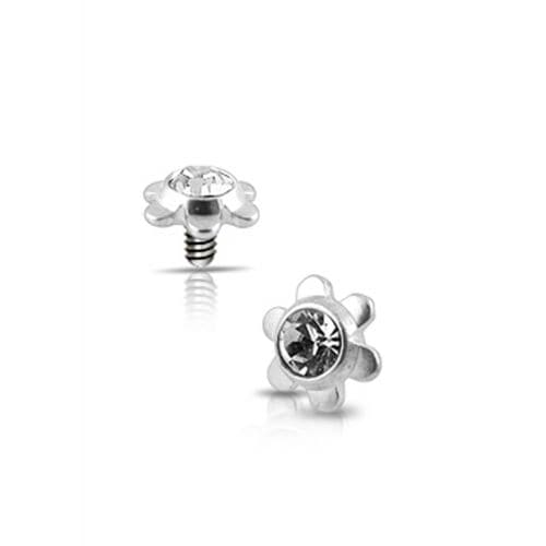 316L Surgical Steel Flower Jeweled Dermal Anchor Tops - Monster Piercing