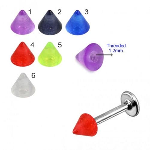 316L Surgical Steel Labret with Basic UV Cones (Pack of 10) - Monster Piercing