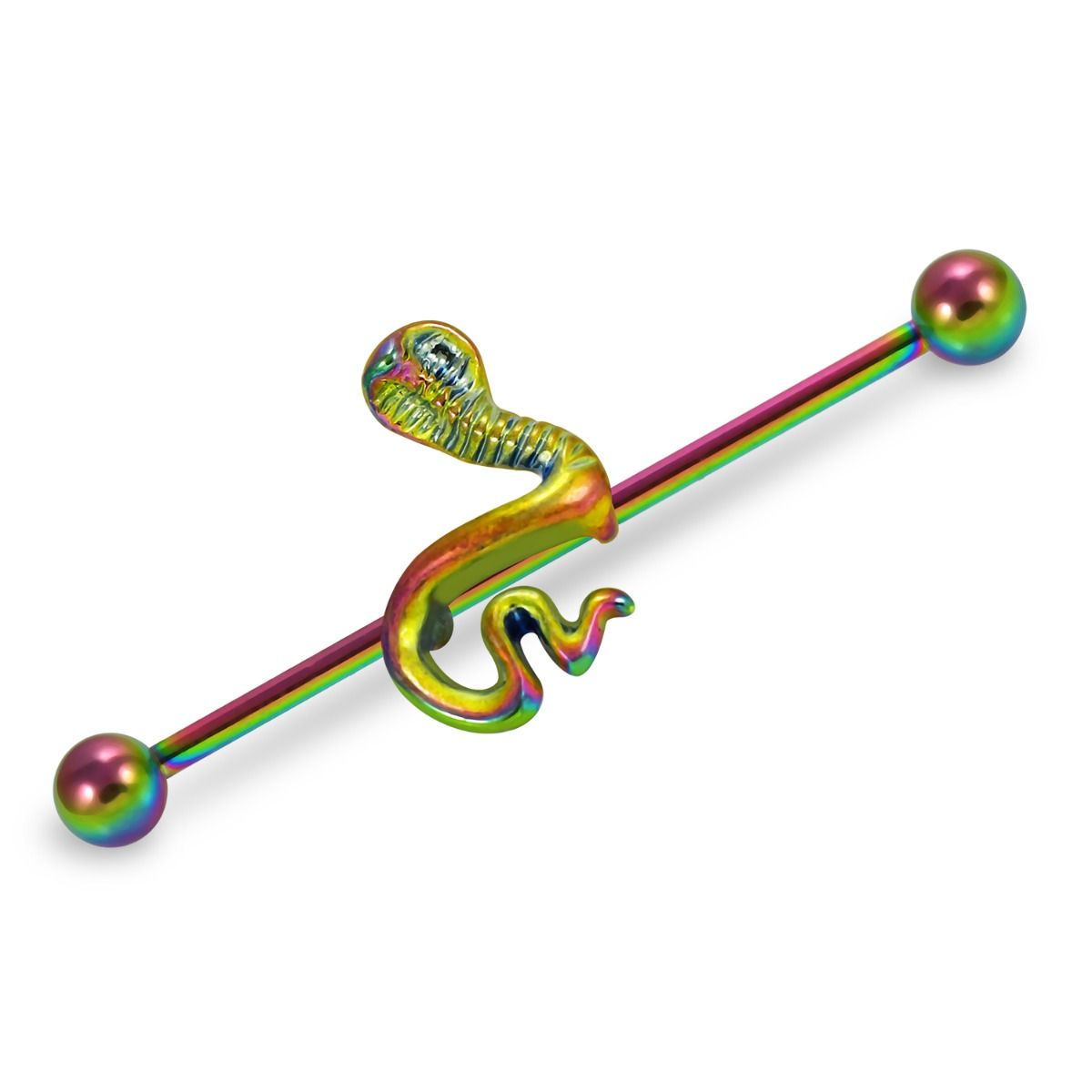 316L Surgical Steel Cobra Industrial Barbell - Monster Piercing