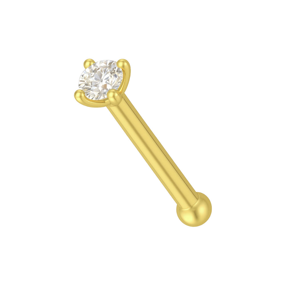 9K Gold Genuine Diamond ball End Nose Pin Nose Stud - Monster Piercing