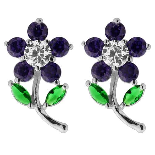 Jewelled Daisy with Leaf Ear Stud - Monster Piercing