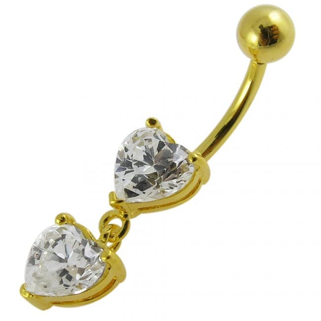 925 Sterling Silver Moving Jewelled Red Heart Belly Button Ring - Monster Piercing