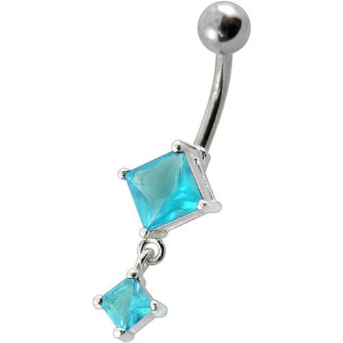 Fancy Dangling SS Banana Bar Belly Ring - Monster Piercing