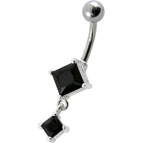 Fancy Dangling SS Banana Bar Belly Ring - Monster Piercing
