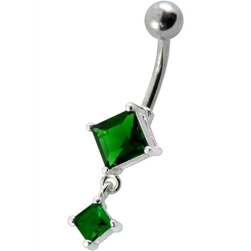 Fancy Dangling SS Banana Bar Belly Ring - Monster Piercing