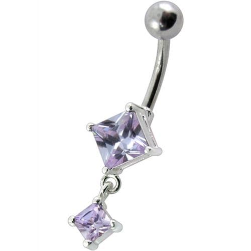 Fancy Dangling SS Banana Bar Belly Ring - Monster Piercing