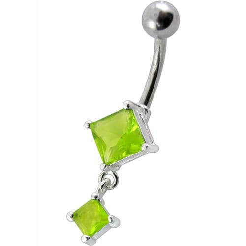 Fancy Dangling SS Banana Bar Belly Ring - Monster Piercing