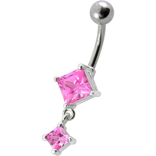 Fancy Dangling SS Banana Bar Belly Ring - Monster Piercing