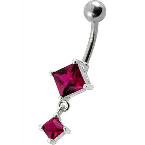 Fancy Dangling SS Banana Bar Belly Ring - Monster Piercing