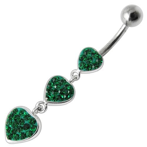 925 Sterling Silver Fancy Multi Jewelled Heart Dangling Belly Ring - Monster Piercing
