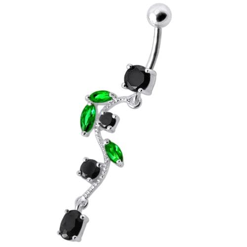 925 Sterling Silver Fancy Multi Jewelled Fairy Dangling Body Jewellery Belly Ring - Monster Piercing