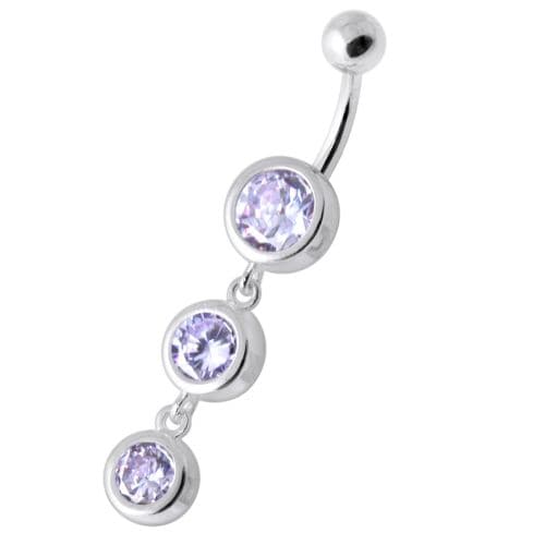 Basel Setting Tri Round Jewelled Belly Banana - Monster Piercing