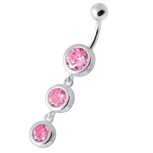 Basel Setting Tri Round Jewelled Belly Banana - Monster Piercing