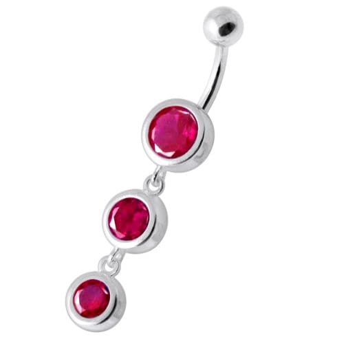 Basel Setting Tri Round Jewelled Belly Banana - Monster Piercing