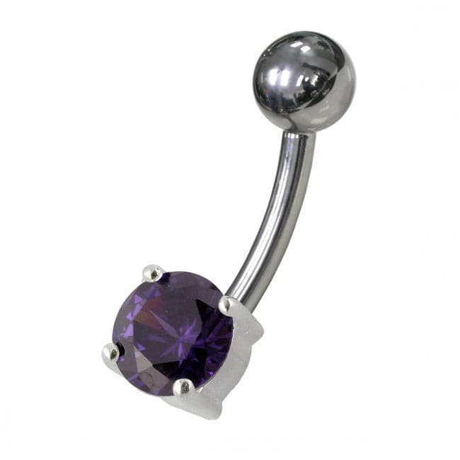 Fancy Blue Jewelled Non-Moving SS Or Titanium Bar Belly Ring - Monster Piercing