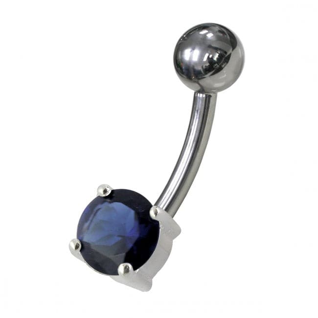 Fancy Blue Jewelled Non-Moving SS Or Titanium Bar Belly Ring - Monster Piercing