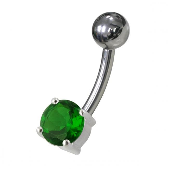 Fancy Blue Jewelled Non-Moving SS Or Titanium Bar Belly Ring - Monster Piercing