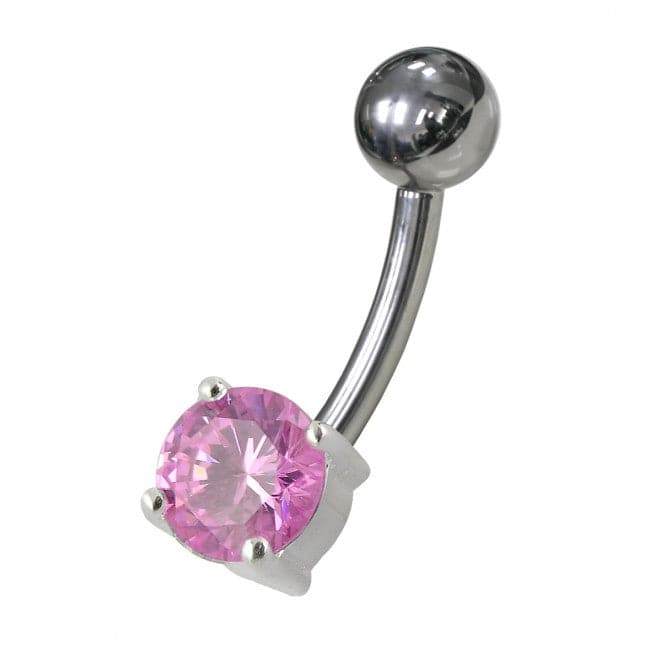 Fancy Blue Jewelled Non-Moving SS Or Titanium Bar Belly Ring - Monster Piercing