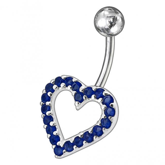 Fancy Heart Jewelled Non-Moving Titanium Bar Belly Ring - Monster Piercing