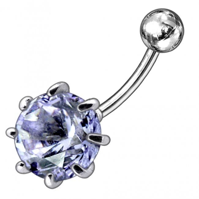 925 Sterling Silver Single Jewelled Silver Belly Ring - Monster Piercing
