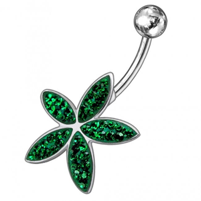 925 Sterling Silver Jewelled Flower Silver Navel Ring - Monster Piercing