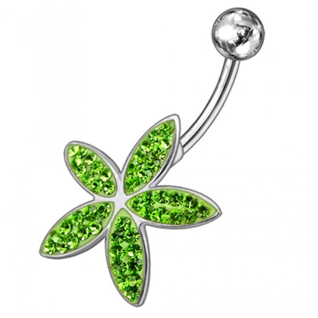 925 Sterling Silver Jewelled Flower Silver Navel Ring - Monster Piercing
