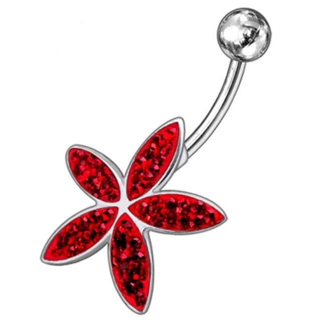 925 Sterling Silver Jewelled Flower Silver Navel Ring - Monster Piercing
