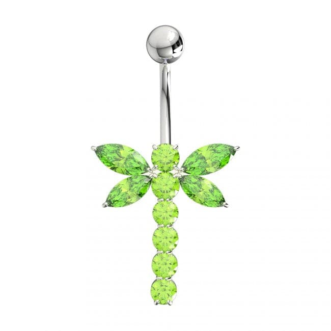 925 Sterling Silver Jewelled Firefly Silver Belly Ring - Monster Piercing
