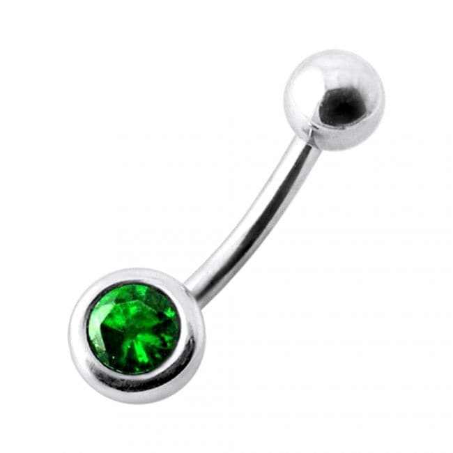 925 Sterling Silver Jewelled Ball Silver Belly Ring - Monster Piercing