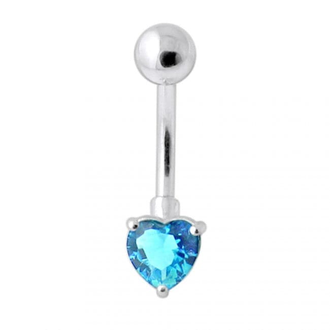 925 Sterling Silver Single Heart Jewelled Navel Banana - Monster Piercing