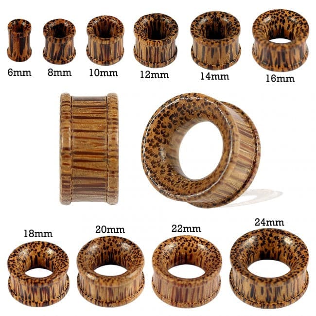 Organic Coco Wood Ribbed Edge Ear Tunnel - Monster Piercing